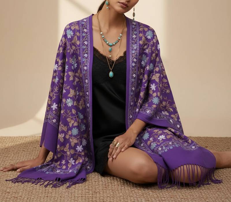 Whimsical Cardigan With Floral Embroidery, Thick Cardigan, Xxxl Fall Gothic Boho Cardigan, Purple Embroidery Jacket, Whimsigoth Gift von RubyLines