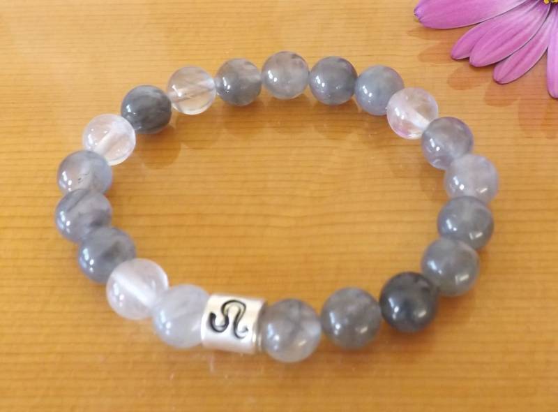 Sternzeichen Bewölkten Quarz 8mm Edelstein Armband Geburtstag Monat Yoga Stapeln Mala Geschenk Für Ihn von RubyRedGems