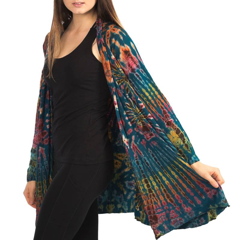 Lange Strickjacke in Übergröße, Tie Dye Langarmshirt, Pullover Jacke Damenoberteile Übergröße Für Den Sommer von RubySera