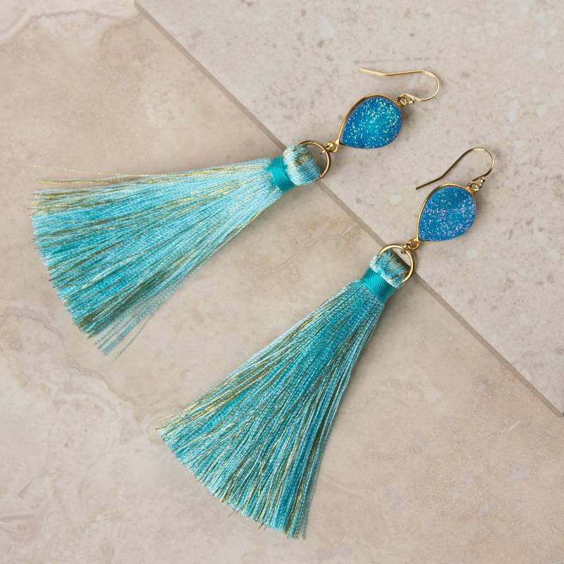 Blaue Druzy Quaste Ohrringe, Statement Ohrringe Blaue Druzy Quaste Ohrringe, Statement Ohrringe von RubySkyDesign
