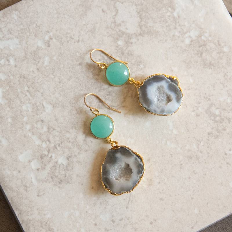 Druzy Statement Ohrringe, Geode Aqua Edelstein Ohrringe Druzy Statement Ohrringe, Geode Aqua Edelstein Ohrringe von RubySkyDesign