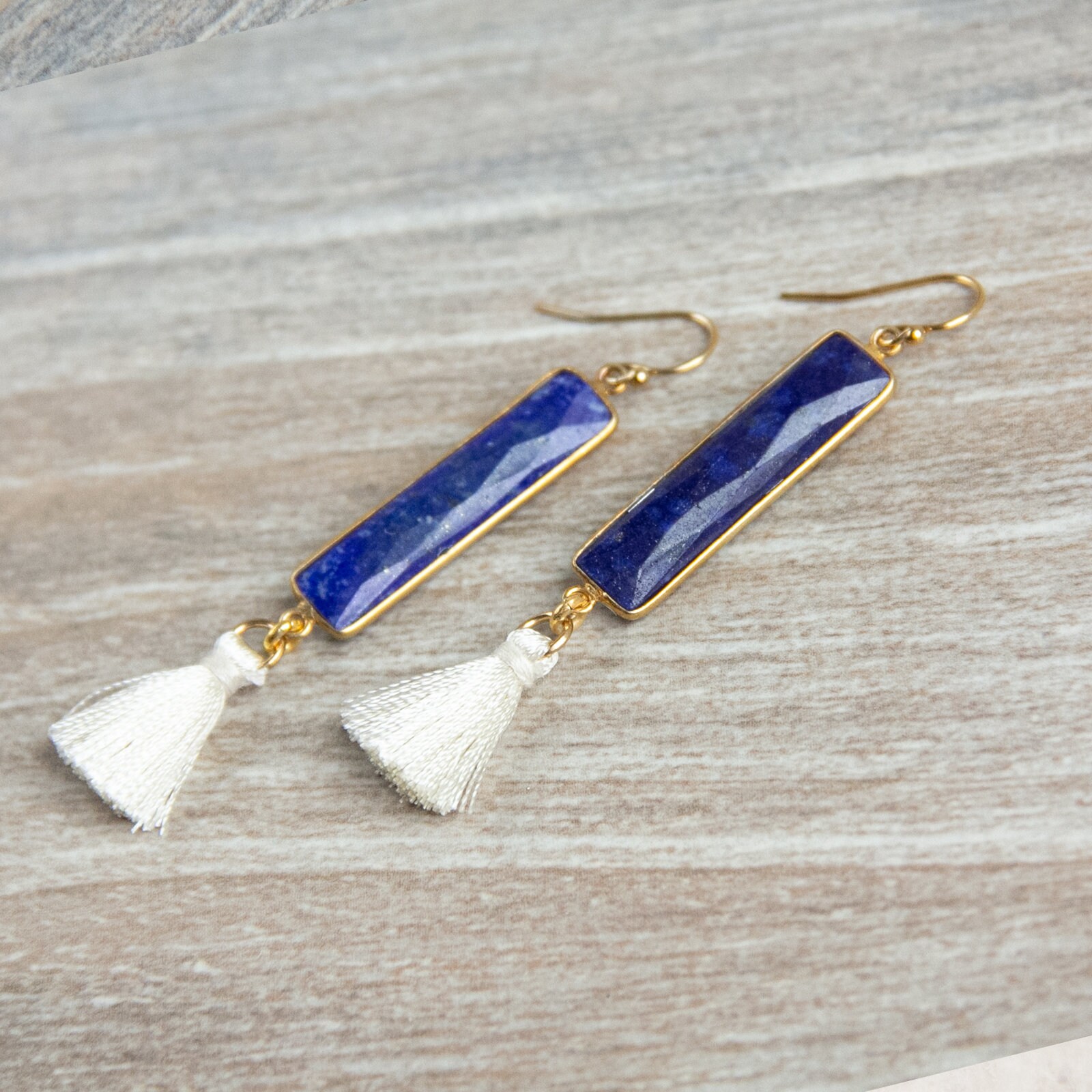 Lapis Bar Ohrringe, Quasten Lazuli Blaue Edelstein Ohrringe Lapis Bar Ohrringe, Quasten Lazuli Blaue Edelstein Ohrringe von RubySkyDesign