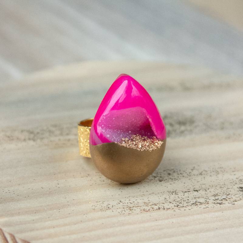 Pink Druzy Ring, Gold Getaucht Druzy, Cocktailring, & Ring Pink Druzy Ring, Gold Getaucht Druzy, Cocktailring, & Ring von RubySkyDesign