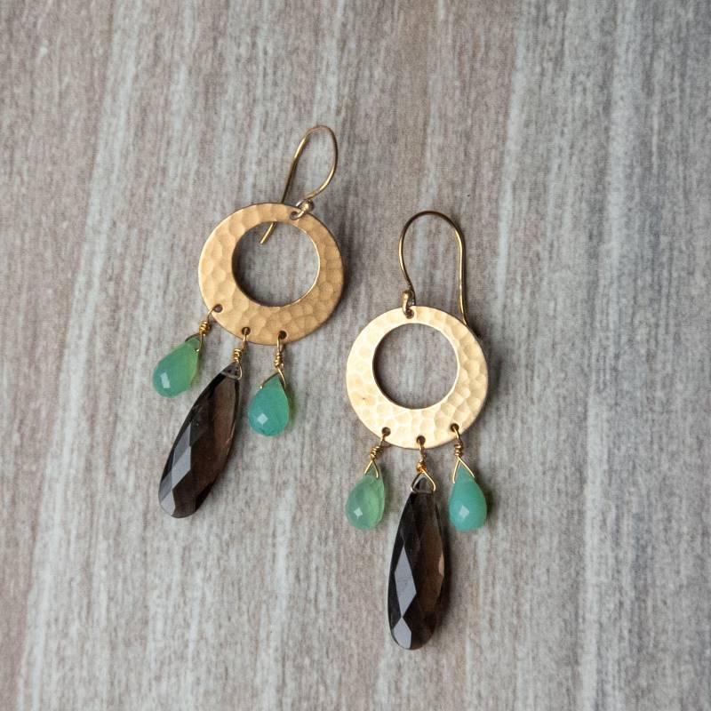 Rauchquarz & Chrysopras Ohrringe, Edelstein Tropfen Mint Grüne Edelsteine, Boho Ohrringe Rauchquarz & Chrysopras Ohrringe, Edelstein Tropfen Mint Grüne Edelsteine, Boho Ohrringe von RubySkyDesign