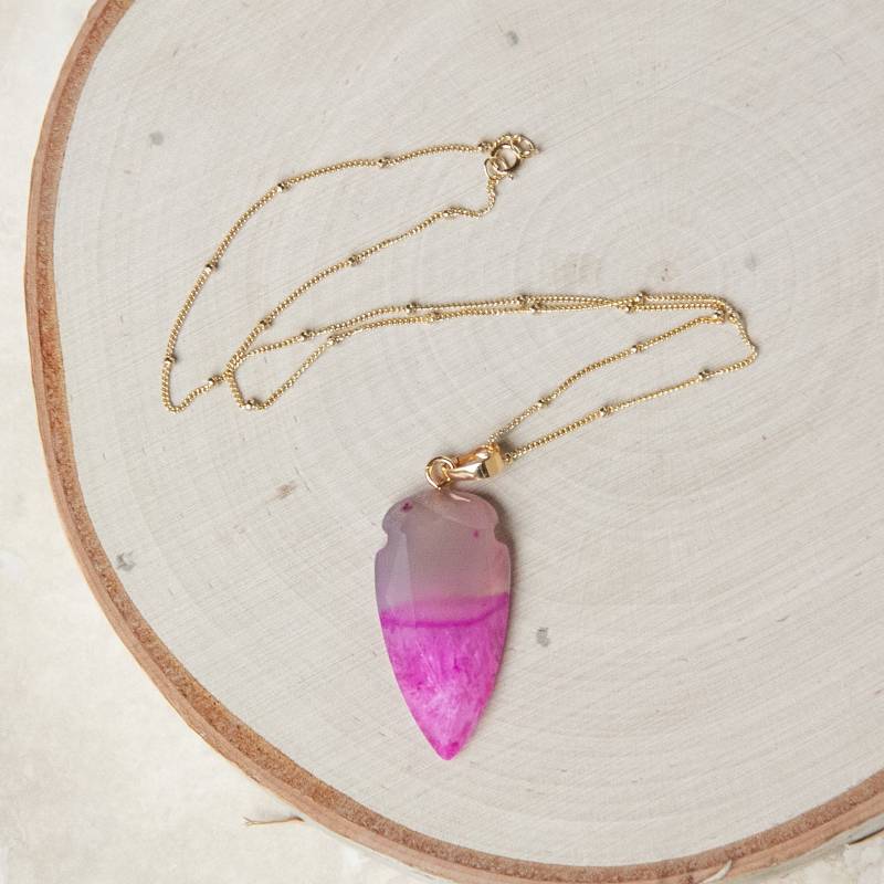 Rosa Pfeilspitze Halskette, Schmuck, Layering Achat Anhänger, Halskette Rosa Pfeilspitze Halskette, Schmuck, Layering Achat Anhänger, Halskette von RubySkyDesign