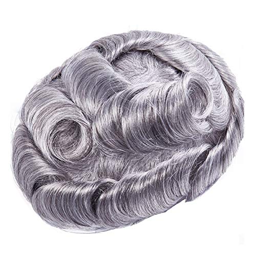 Rubyonly Männer Toupee Vloop Haarteil dünn pu 0,6-0,8mm menschliche haarperücke indische remy haarsystem Farbe 1b80 von Rubyonly