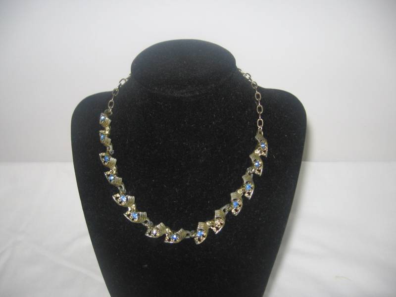 Vintage Saphire Blau Strass Halsband Halskette Zubehör von Rubysvintagetreasure