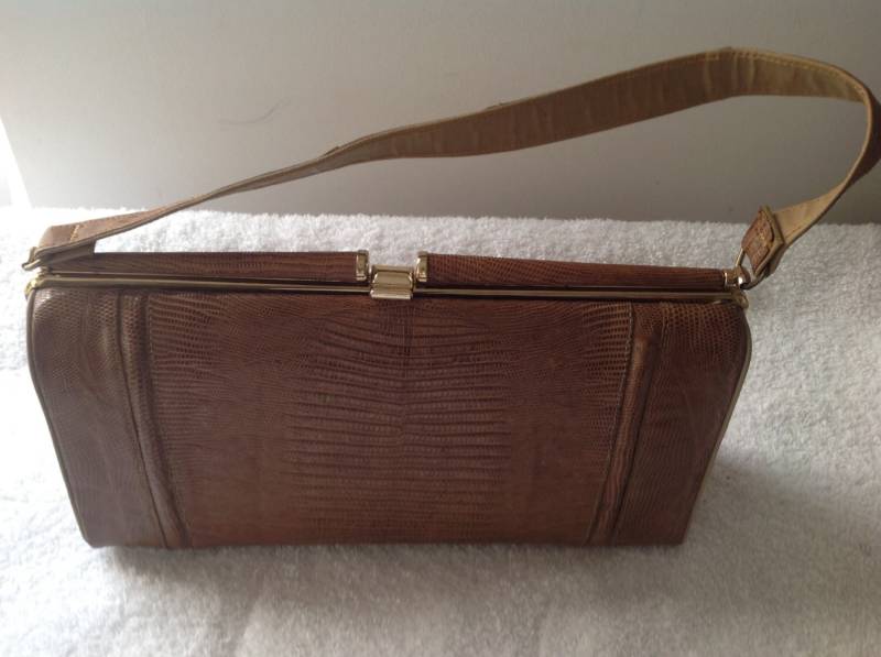 Vintage Tan Schlangenfell Handtasche, Geldbörse, Clutch, Accessoire Clearance Was 40.00 von Rubysvintagetreasure