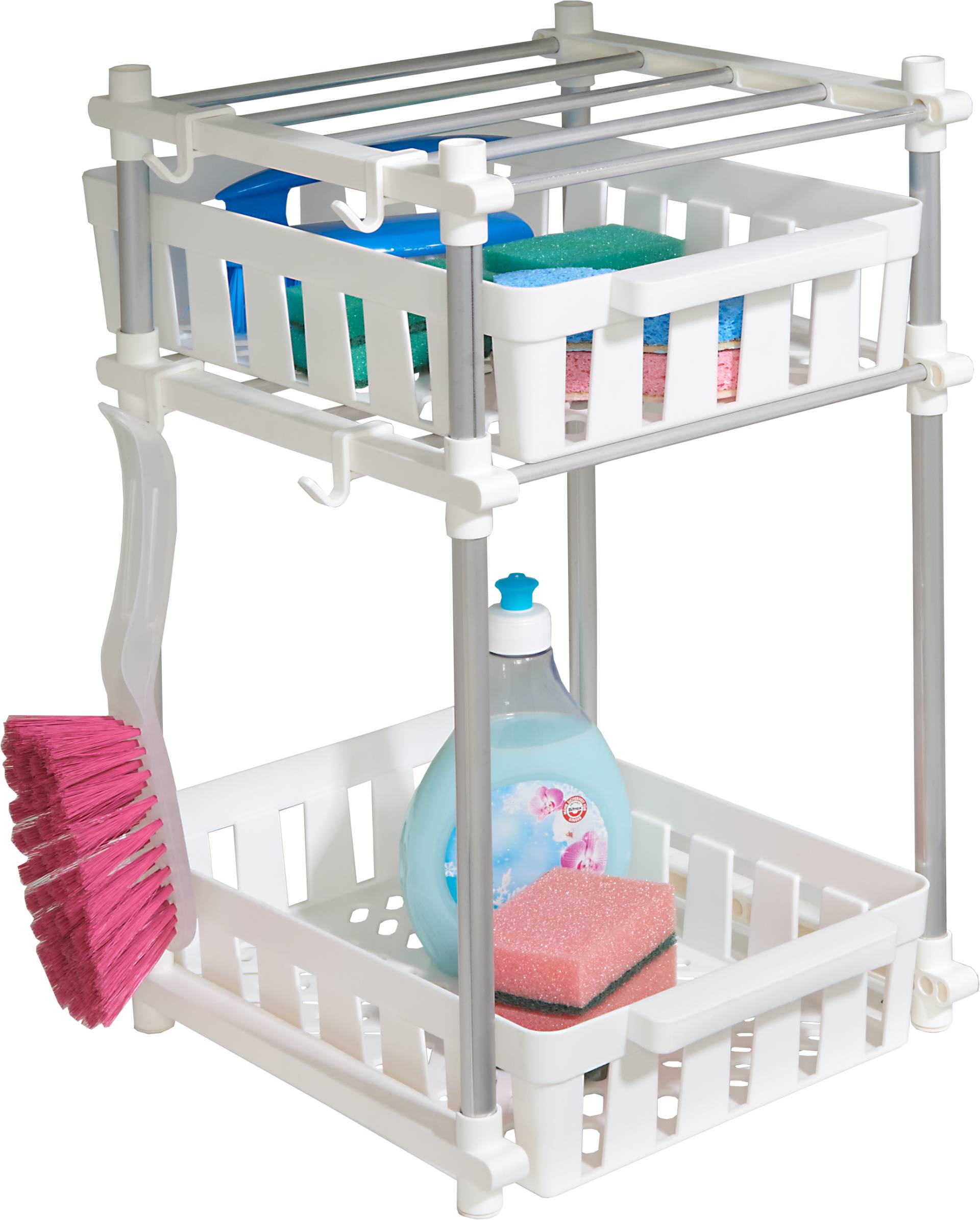 Ruco Küchenregal Spülschrank-Organizer, Inkl. 2 Körben, 4 Haken, Aluminium/Kunststoff von Ruco