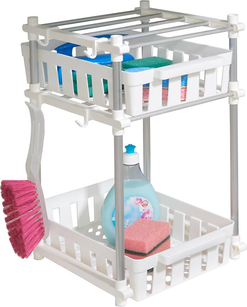 Ruco Küchenregal Spülschrank-Organizer, Inkl. 2 Körben, 4 Haken, Aluminium/Kunststoff von Ruco