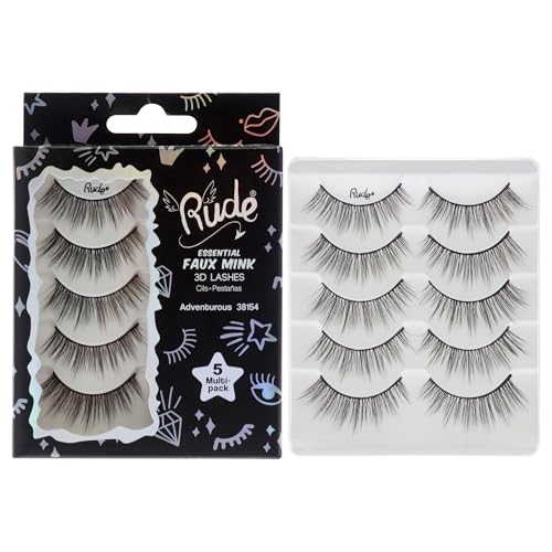 Essential Faux Mink 3D Lashes – Adventurous by Rude Cosmetics for Women – 5 Paar Eyelashes Essential Faux Mink 3D Lashes – Adventurous by Rude Cosmetics for Women – 5 Paar Eyelashes von Rude Cosmetics