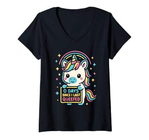 Damen 0 Days Since I Last Queefed Funny Queef Peinliche Erwachsene T-Shirt mit V-Ausschnitt Damen 0 Days Since I Last Queefed Funny Queef Peinliche Erwachsene T-Shirt mit V-Ausschnitt von Rude Crude and Inappropriate Merch