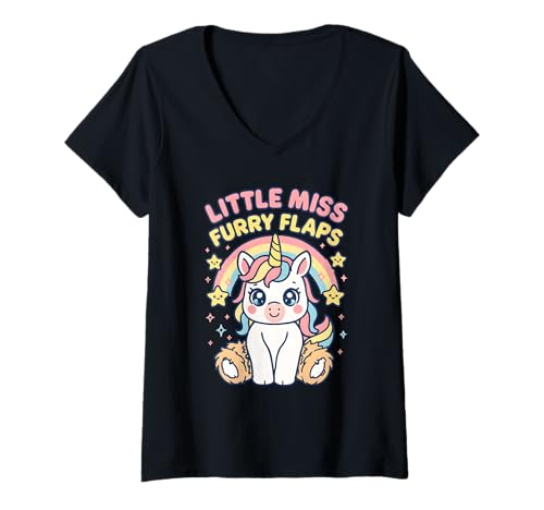 Damen Cringey Furry Flaps Lustiges Mädchen Trip Bachelorette Damen T-Shirt mit V-Ausschnitt von Rude Crude and Inappropriate Merch