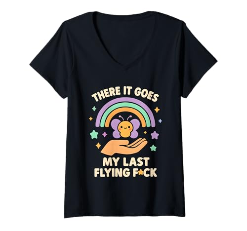 Damen Da geht es los, Mein letzter Fliegender F Lustiger Klugscheißer, unangemessen T-Shirt mit V-Ausschnitt Damen Da geht es los, Mein letzter Fliegender F Lustiger Klugscheißer, unangemessen T-Shirt mit V-Ausschnitt von Rude Crude and Inappropriate Merch