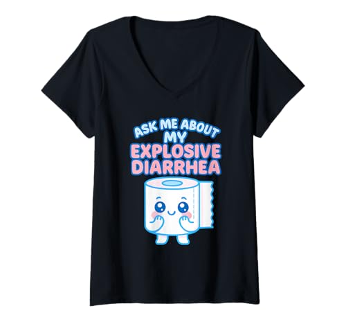 Damen Fragen Sie Mich nach Meinem explosiven Durchfall und widerlichem Humor für Erwachsene T-Shirt mit V-Ausschnitt Damen Fragen Sie Mich nach Meinem explosiven Durchfall und widerlichem Humor für Erwachsene T-Shirt mit V-Ausschnitt von Rude Crude and Inappropriate Merch