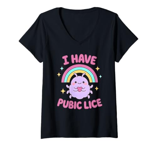 Damen I Have Pubic Lice Obszön, lustig, untragbar, aufklappbar, vulgär T-Shirt mit V-Ausschnitt Damen I Have Pubic Lice Obszön, lustig, untragbar, aufklappbar, vulgär T-Shirt mit V-Ausschnitt von Rude Crude and Inappropriate Merch