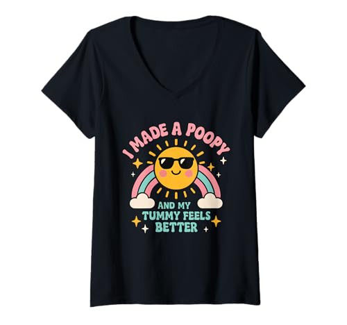 Damen Ich Habe einen Poopy gemacht und Mein Bauch fühlt Sich Besser an, Humor, Kotknebel für Erwachsene T-Shirt mit V-Ausschnitt Damen Ich Habe einen Poopy gemacht und Mein Bauch fühlt Sich Besser an, Humor, Kotknebel für Erwachsene T-Shirt mit V-Ausschnitt von Rude Crude and Inappropriate Merch