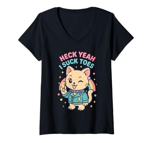 Damen Ich lutsche Zehen Sehr unangemessen Freaky Funny Cringe Men T-Shirt mit V-Ausschnitt Damen Ich lutsche Zehen Sehr unangemessen Freaky Funny Cringe Men T-Shirt mit V-Ausschnitt von Rude Crude and Inappropriate Merch