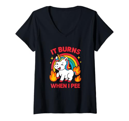 Damen It Burns When I Pee Crude Humor Women Obszön Awful Funny T-Shirt mit V-Ausschnitt Damen It Burns When I Pee Crude Humor Women Obszön Awful Funny T-Shirt mit V-Ausschnitt von Rude Crude and Inappropriate Merch