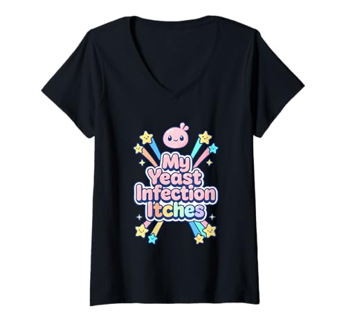 Damen Meine Hefeinfektion juckt Lustige Flughafentausch Kitschige Frauen T-Shirt mit V-Ausschnitt Damen Meine Hefeinfektion juckt Lustige Flughafentausch Kitschige Frauen T-Shirt mit V-Ausschnitt von Rude Crude and Inappropriate Merch
