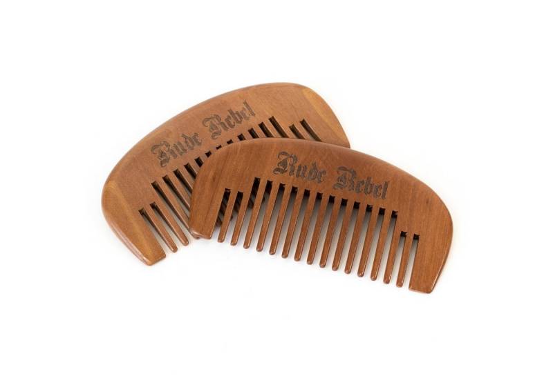 Rude Rebel Bartkamm, (2 tlg), Taschenkamm, braun, aus natürlichem Walnussholz von Rude Rebel