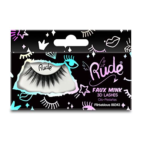 Rude Cosmetics Essential Faux Mink 3D Wimpern – Flirtatious For Women 1 Paar von Rude