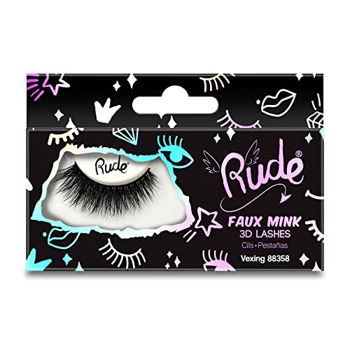 Rude Cosmetics Essential Faux Mink 3D Wimpern – Vexing für Damen, 1 Paar von Rude