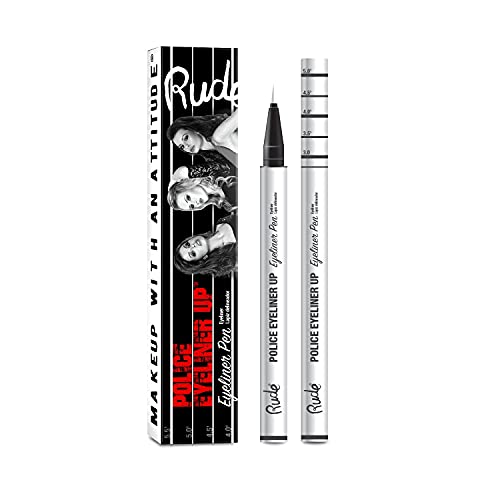 RUDE - Eyeliner Police Up | Präzise Anwendung | Wasserfest | Lange Haltbarkeit | Feine und Flexible Spitze | Intensives und Dramatisches Make-up, Weiß, 1 Einheit (Packung mit 1) von Rude