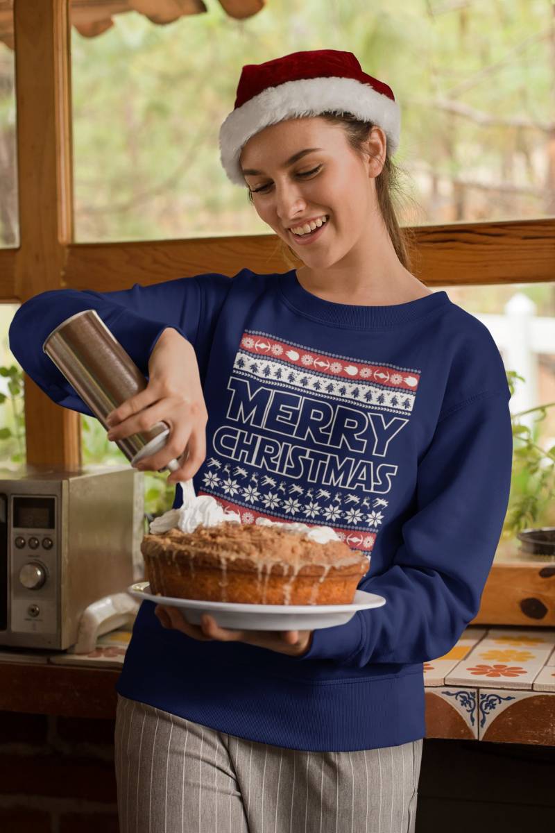 Frohe Weihnachten Pullover, Raumschiffe, Raumfahrt, Sci Fi Film Liebhaber Weihnachtsgeschenk Th404 von RudeMonster