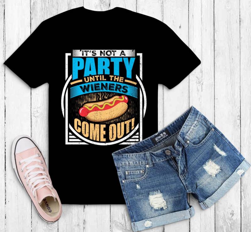 Lustiges Hot Dog T-Shirt Grillparty T-Shirt, Sommer Shirt, Th624 von RudeMonster