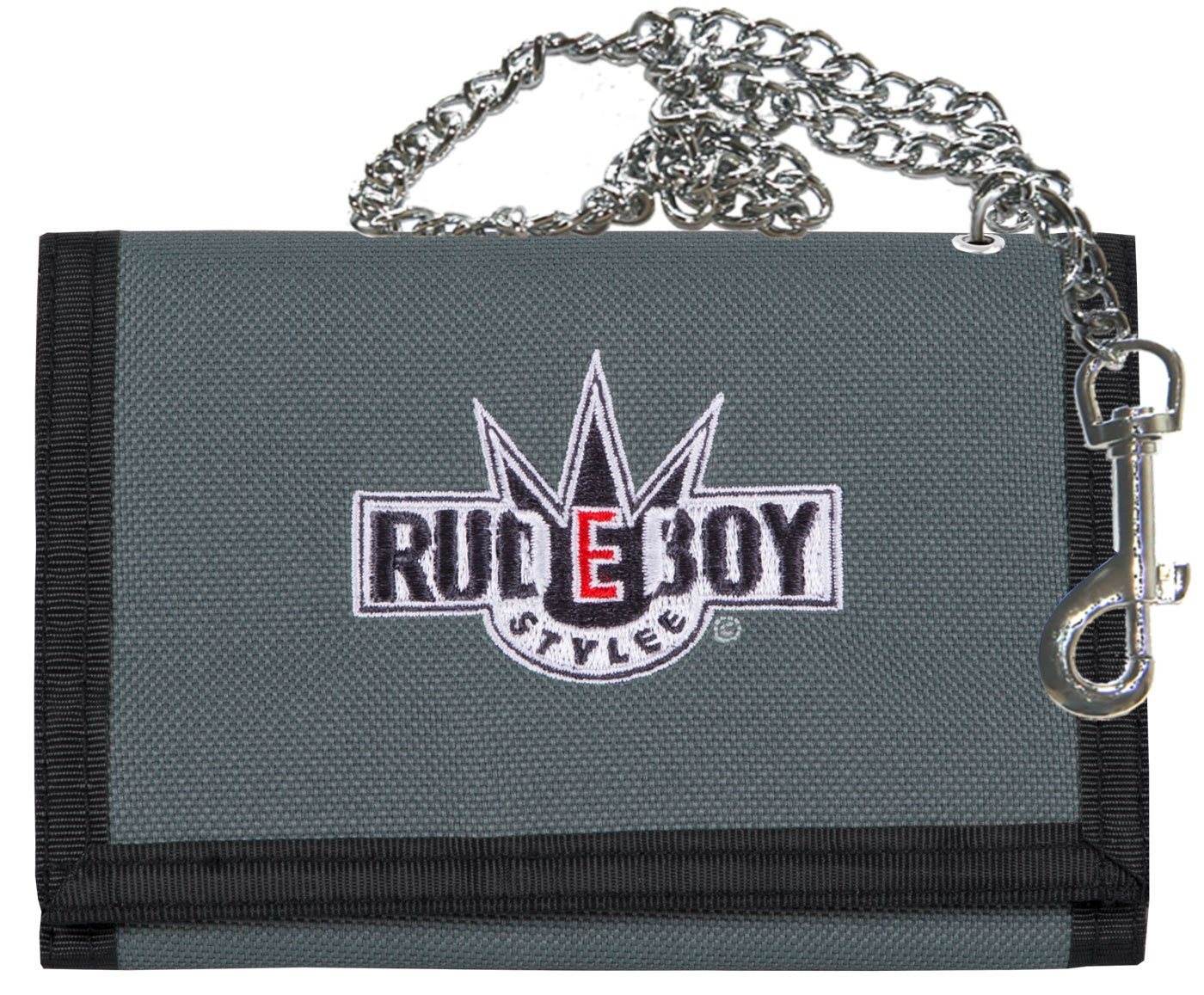 Rudeboy Stylee Geldbörse Wallet Classic mit Kette und Klettverschluß für Erwachsene u. Kinder, verchromte Kette mit Karabiner von Rudeboy Stylee