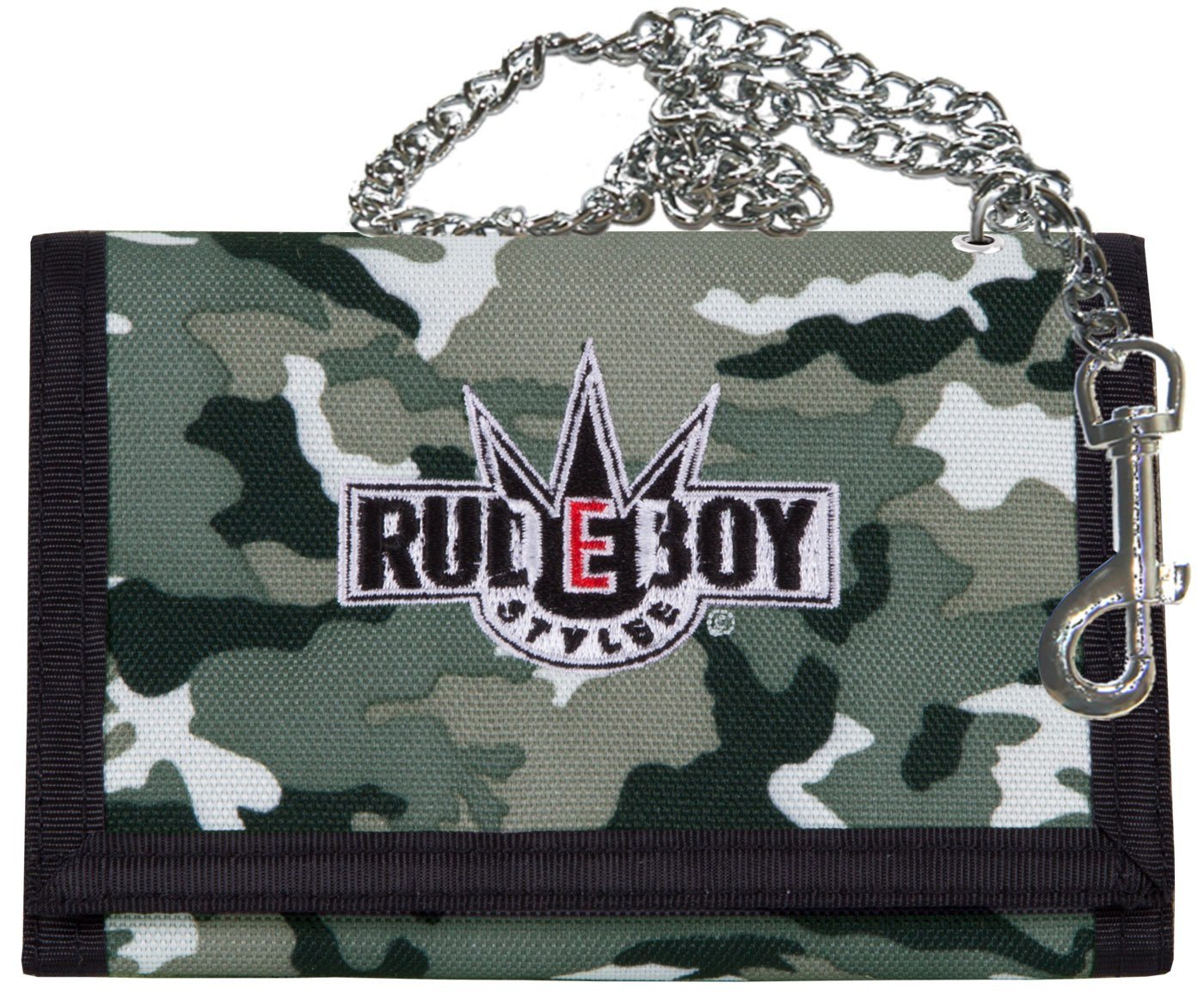 Rudeboy Stylee Geldbörse Wallet Classic mit Kette und Klettverschluß für Erwachsene u. Kinder, verchromte Kette mit Karabiner von Rudeboy Stylee