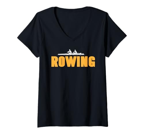 Damen Rudern Crew Minimalistisch Wassersport Boot Humor T-Shirt mit V-Ausschnitt Damen Rudern Crew Minimalistisch Wassersport Boot Humor T-Shirt mit V-Ausschnitt von Ruder Athlet Wasser Spaß Minimalistisch Fan
