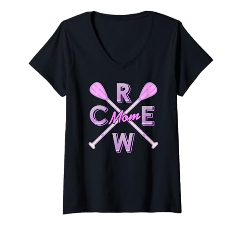 Damen Stolze Crew-Mama Unterstützung Ruderteam Events T-Shirt mit V-Ausschnitt Damen Stolze Crew-Mama Unterstützung Ruderteam Events T-Shirt mit V-Ausschnitt von Rudersport Mütter und Fan Unterstützung
