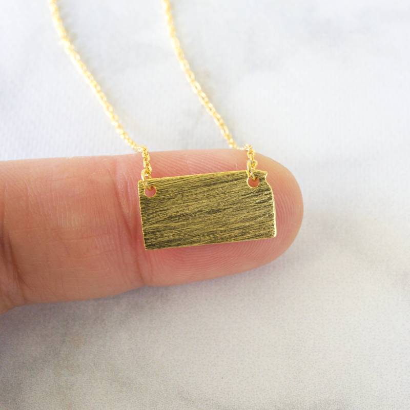 Gold Kansas State Halskette, Gebürstet Charme, Abschlussgeschenk von Rudiana