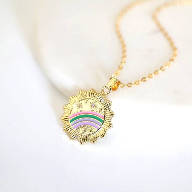Regenbogen Und Cubic Zirkonia Stern Halskette Vergoldeter Schmuck von Rudiana