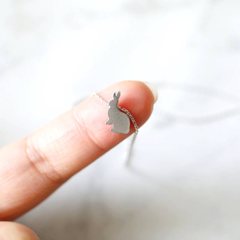 Silber-Kaninchen-Halskette Häschen-Anhänger Mit Matter Oberfläche von Rudiana