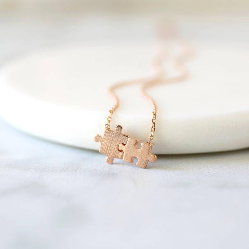Zierliche Rose Gold Puzzle Anhänger Halskette Beste Freundin Geschenk von Rudiana