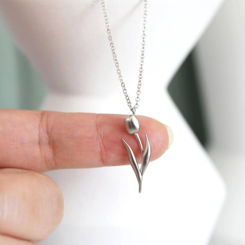 Zierliche Tulpen-Anhänger Mit Anhänger Aus Mattsilber von Rudiana