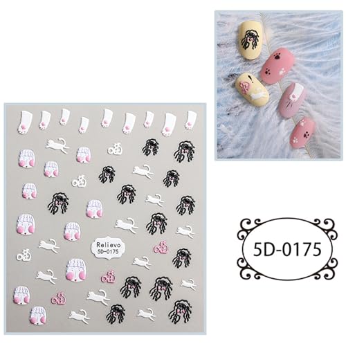 Nagelkunst Aufkleber 5D Geprägtes Nagelkunstzubehör Selbstklebendes Nagelkunstzubehör 3D Nageldesign Cartoon von Rudiaoa