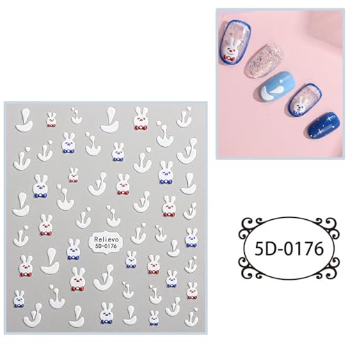 Nagelkunst Aufkleber 5D Geprägtes Nagelkunstzubehör Selbstklebendes Nagelkunstzubehör 3D Nageldesign Cartoon von Rudiaoa