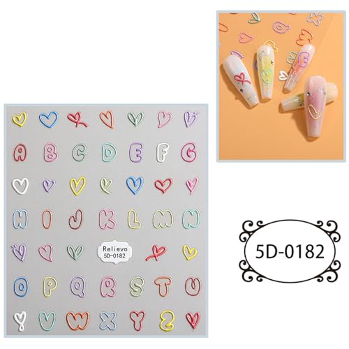 Nagelkunst Aufkleber 5D Geprägtes Nagelkunstzubehör Selbstklebendes Nagelkunstzubehör 3D Nageldesign Cartoon von Rudiaoa