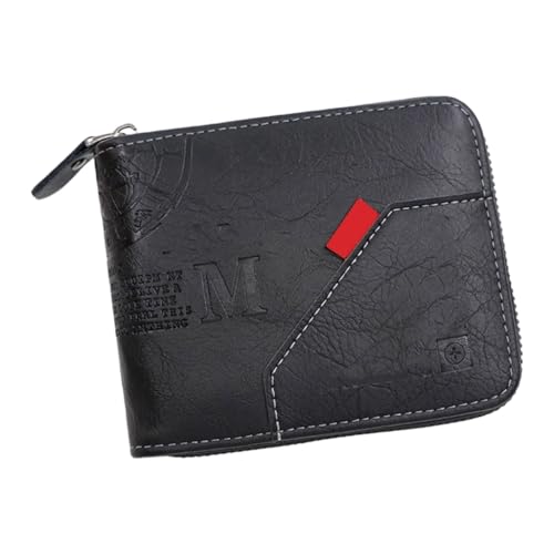 Rudiaoa Stylische Herren kurze Geldbörse mit Reißverschluss Verschluss Praktischer PU Kartenhalter für Alltag und Business, dark coffee, As shown in the picture 13cm error von Rudiaoa