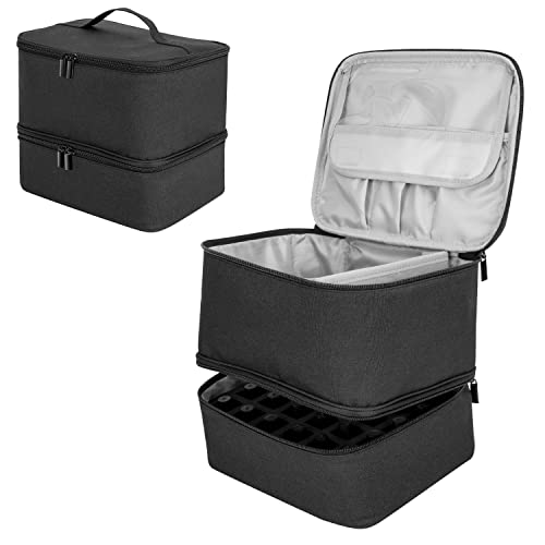 Rudmox Nagellack-Organizer, doppellagig, für 30 Flaschen, ätherische Öle, für Reisen, Zuhause, schwarz, modisch, Schwarz, modisch von Rudmox