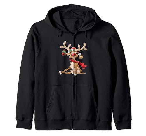 Weihnachts Tshirt Damen Geschenke für Ihn lustiges Rentier Kapuzenjacke von Rudolf Weihnachtsshirt Herren Rudolph Geschenkidee