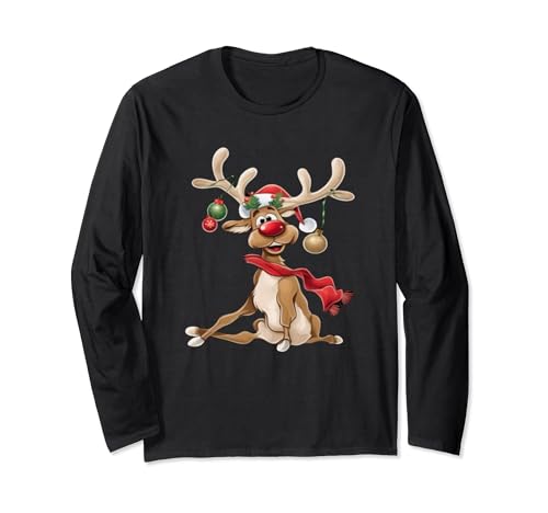 Weihnachts Tshirt Damen Geschenke für Ihn lustiges Rentier Langarmshirt von Rudolf Weihnachtsshirt Herren Rudolph Geschenkidee