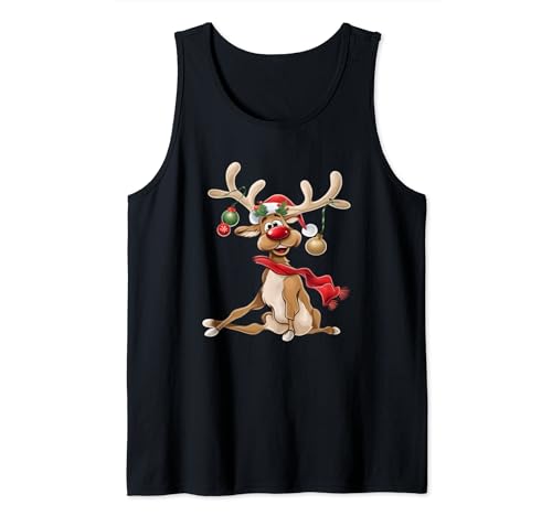 Weihnachts Tshirt Damen Geschenke für Ihn lustiges Rentier Tank Top von Rudolf Weihnachtsshirt Herren Rudolph Geschenkidee