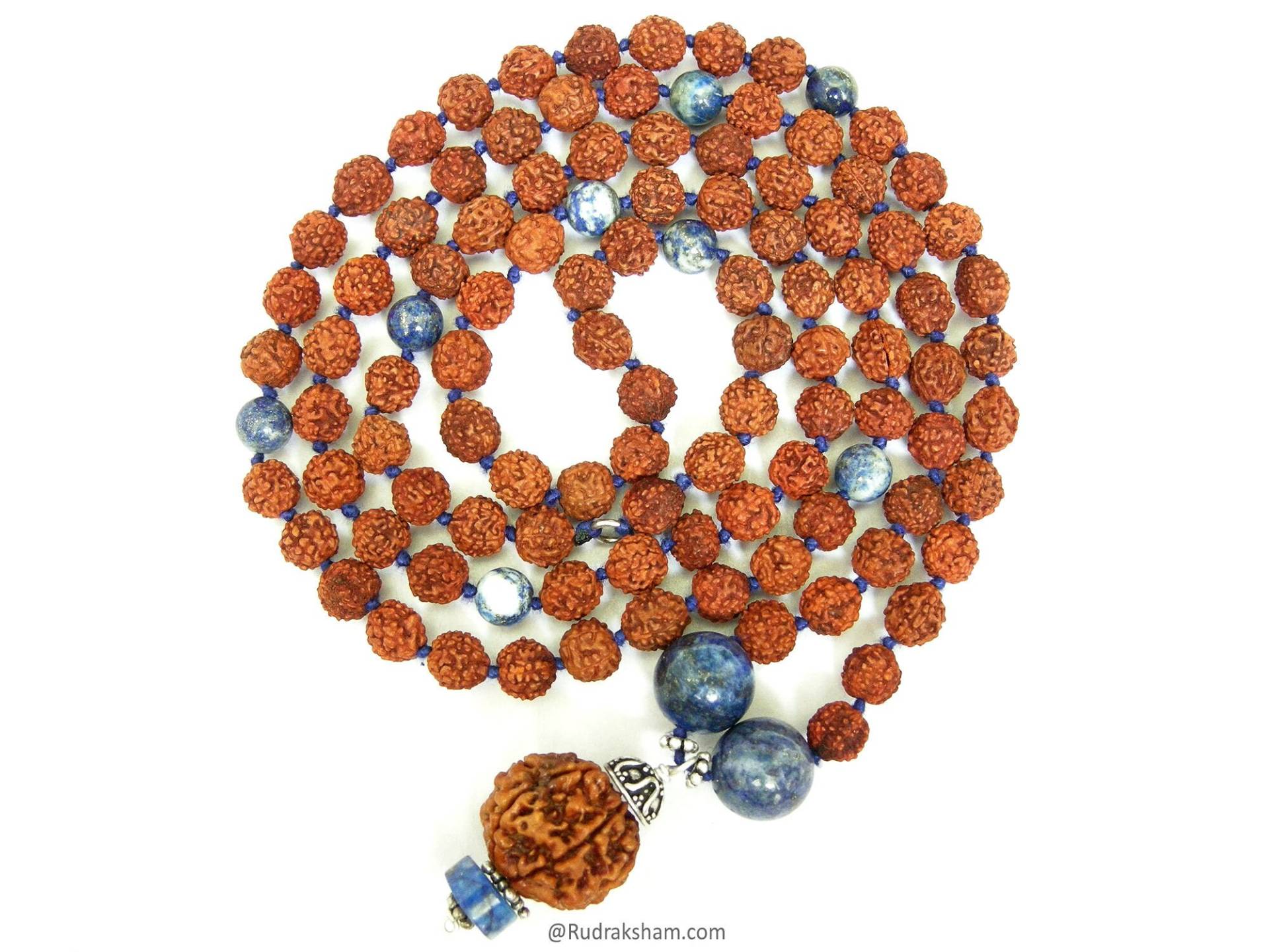 Rudraksha Lapis Lazuli Edelstein Designer Silber Halskette Für Saturn Mit 7 Seven Mukhi Sammler Bead Anhänger In Rudraksha Lapis Lazuli Edelstein Designer Silber Halskette Für Saturn Mit 7 Seven Mukhi Sammler Bead Anhänger In von RudrakshamWebStores