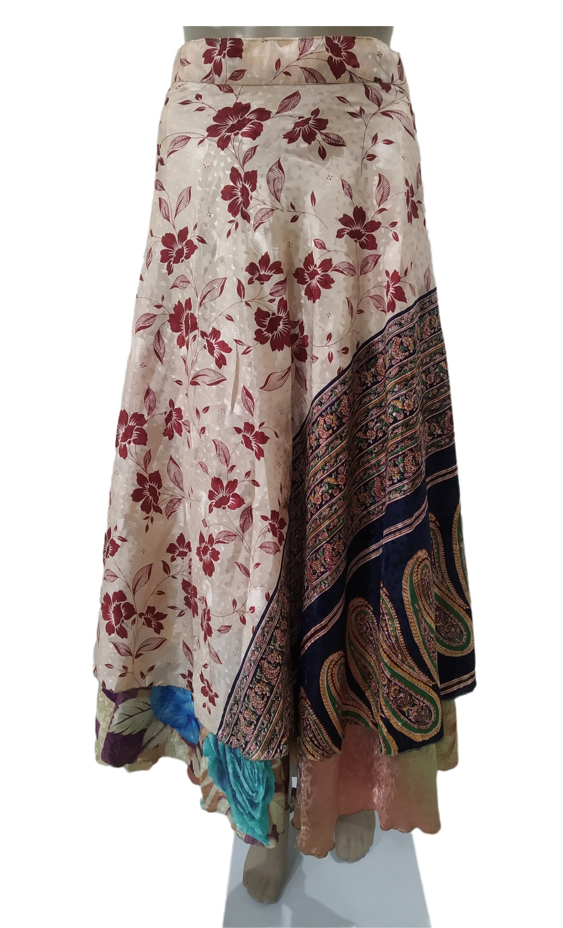 Floral Bedruckt Rund Vintage 2 Layer Rock Sari Wendezauber Wickelrock Hippie Boho Damen Maxi Kleid von RudranshHandicrafts