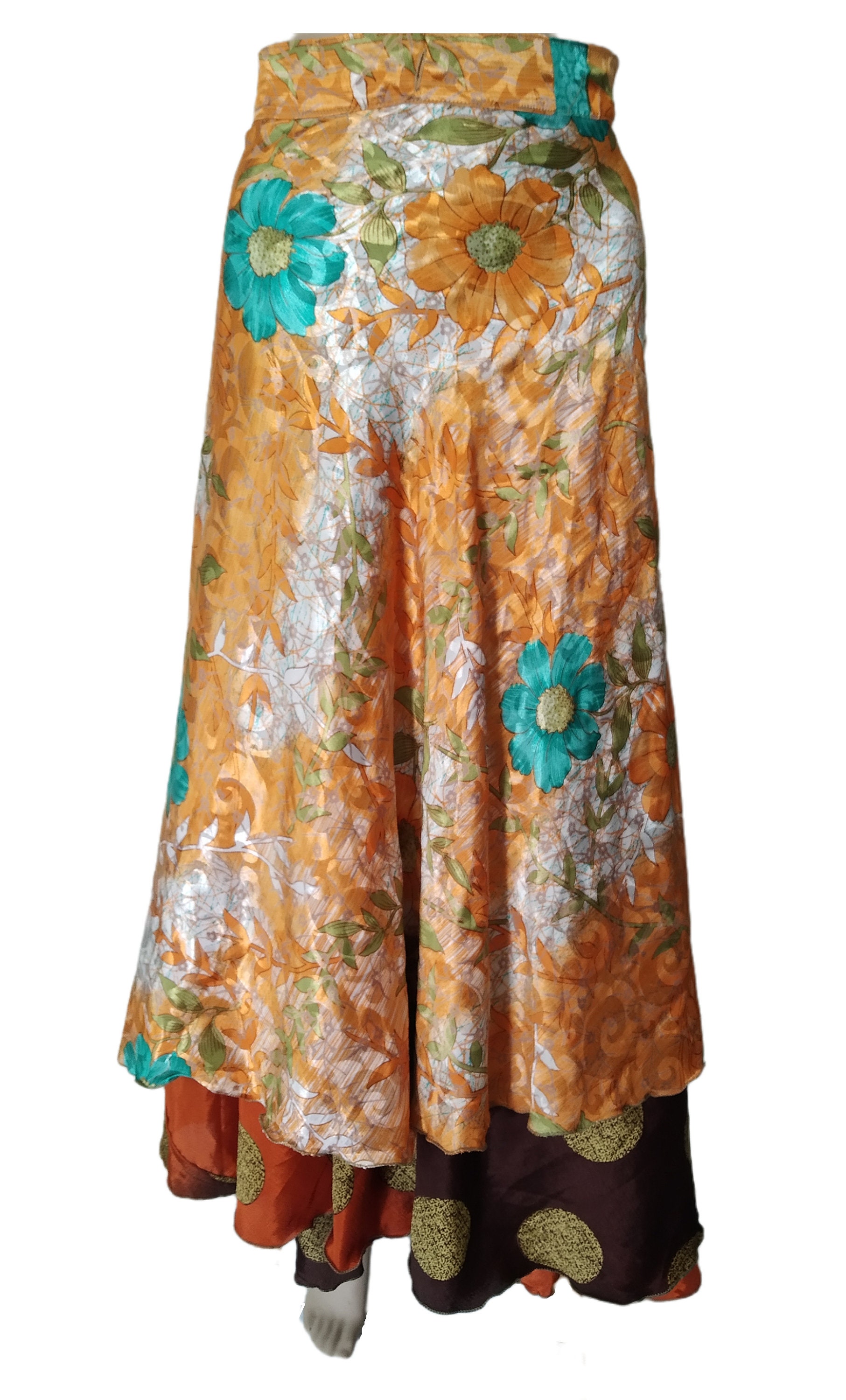 Floral Bedruckt Rund Vintage 2 Layer Rock Sari Wendezauber Wickelrock Hippie Boho Damen Maxi Kleid von RudranshHandicrafts
